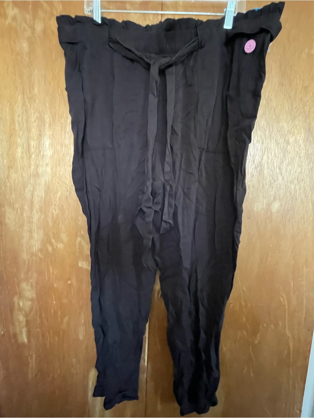 George Black Paperbag Waist Trousers with Tie